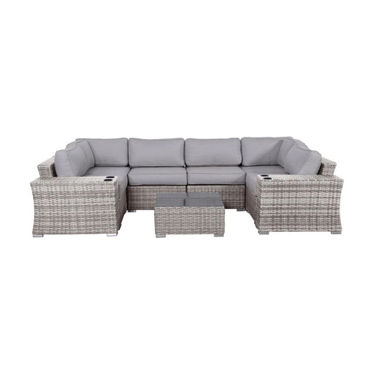 4 Person Patio Seating Set With Cushions, All Weather - Gray