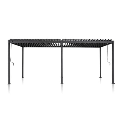 Metal Frame Pergola Built for Year-Round Use, Adjustable Louvered Roof, Crank Control, Powder Coated Steel