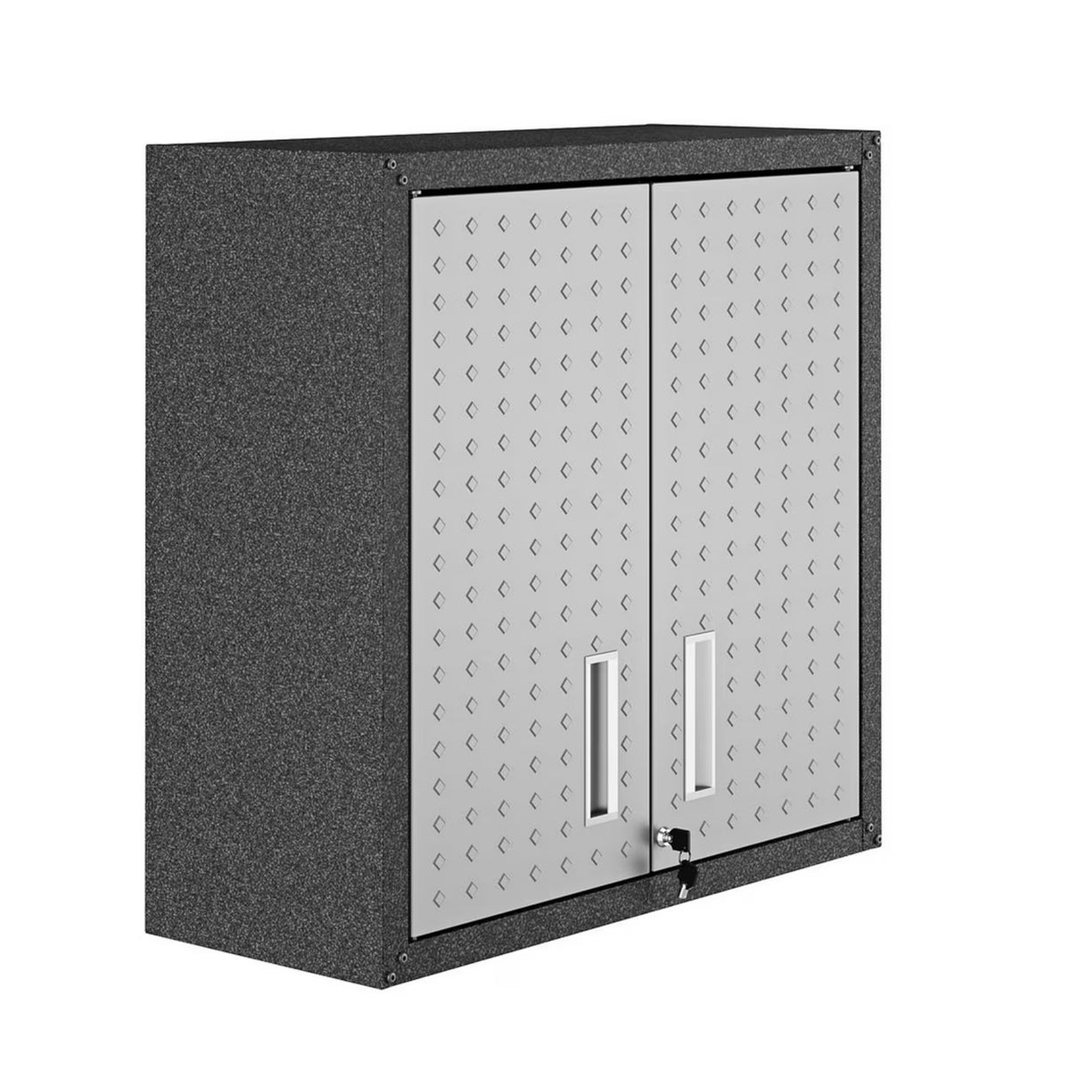Fortress 30" Floating Textured Metal Garage Cabinet with Adjustable Shelves in Grey - Set of 2