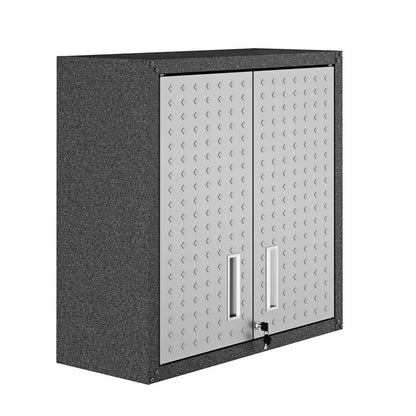 Fortress 30" Floating Textured Metal Garage Cabinet with Adjustable Shelves in Grey - Set of 2