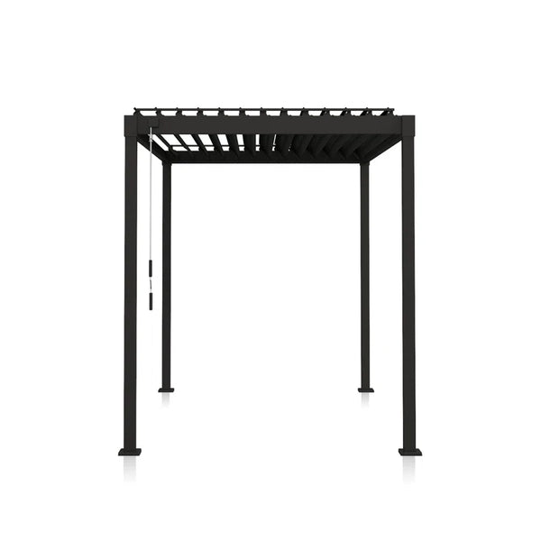 Metal Frame Pergola Built for Year-Round Use, Adjustable Louvered Roof, Crank Control, Powder Coated Steel