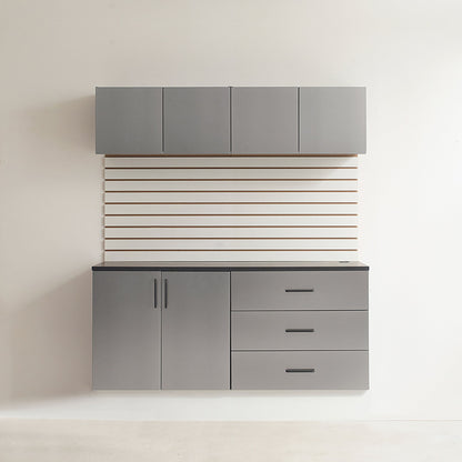 Garage Cabinet Set with Soft Closing Drawers - Metallic Gray