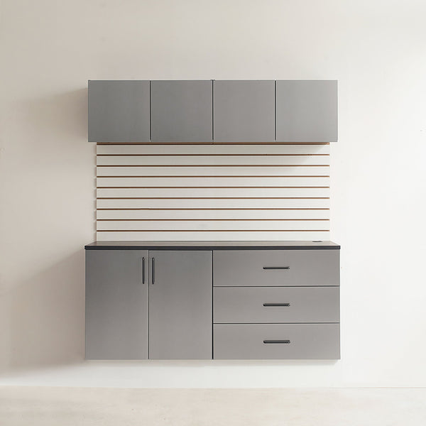 Garage Cabinet Set with Soft Closing Drawers - Metallic Gray