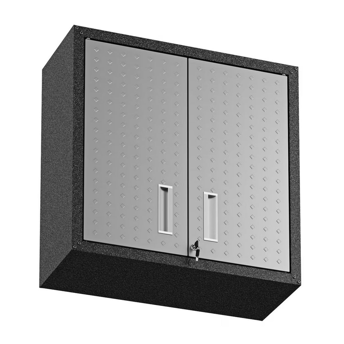 Fortress 30" Floating Textured Metal Garage Cabinet with Adjustable Shelves in Grey - Set of 2