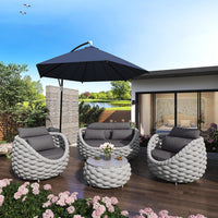 6-Piece Aluminum Patio Furniture Set,Polyester Light Grey W/Table