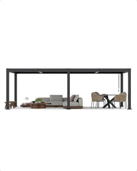 All-Aluminum Louvered Pergola 12 Ft X 24 Ft, Outdoor Pergola with Adjustable Louvered Roof, Reinforced Aluminum Frame, Integrated Drainage System, Hardtop Gazebo for Patio, Deck, Gray