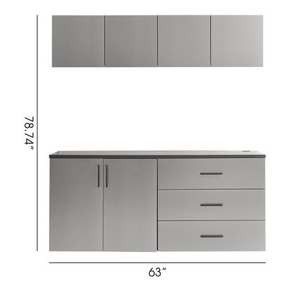 Garage Cabinet Set with Soft Closing Drawers - Metallic Gray