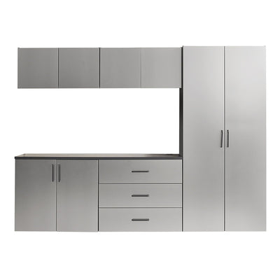 Metallic Gray Garage Cabinet Set with Soft Closing Drawers