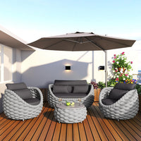 6-Piece Aluminum Patio Furniture Set,Polyester Light Grey W/Table