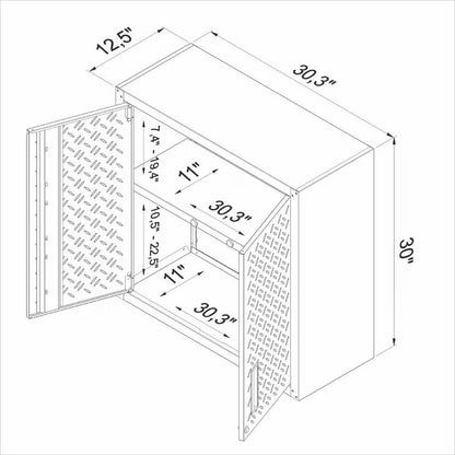 Fortress 30" Floating Textured Metal Garage Cabinet with Adjustable Shelves in Grey - Set of 2