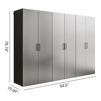 Metallic Gray Garage Cabinet Set with Soft-Close Drawers - 94.5" Wide