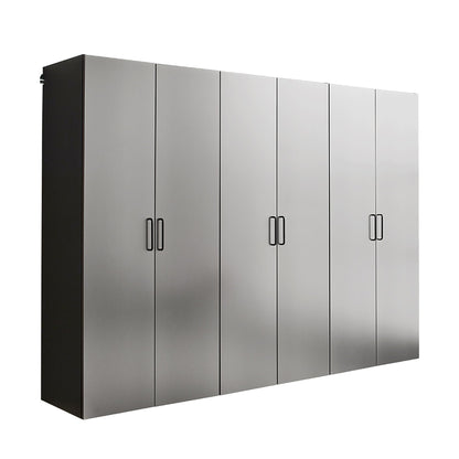 Metallic Gray Garage Cabinet Set with Soft-Close Drawers - 94.5" Wide
