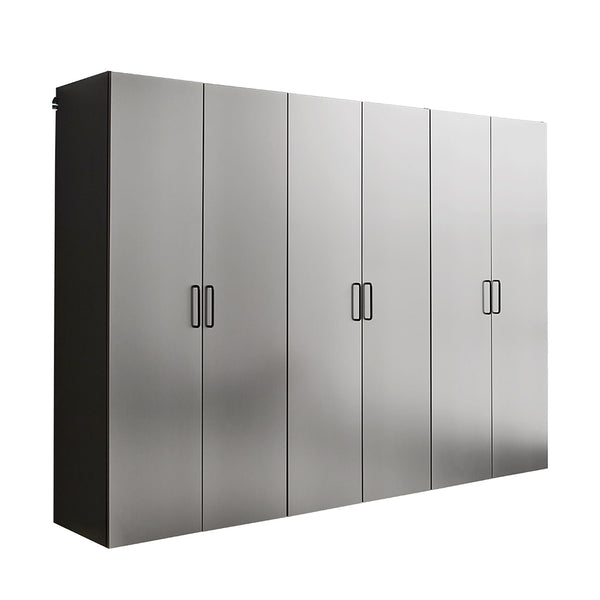 Metallic Gray Garage Cabinet Set with Soft-Close Drawers - 94.5" Wide
