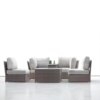 Comfortable Modern Patio Rattan Sectional Set With Cushions