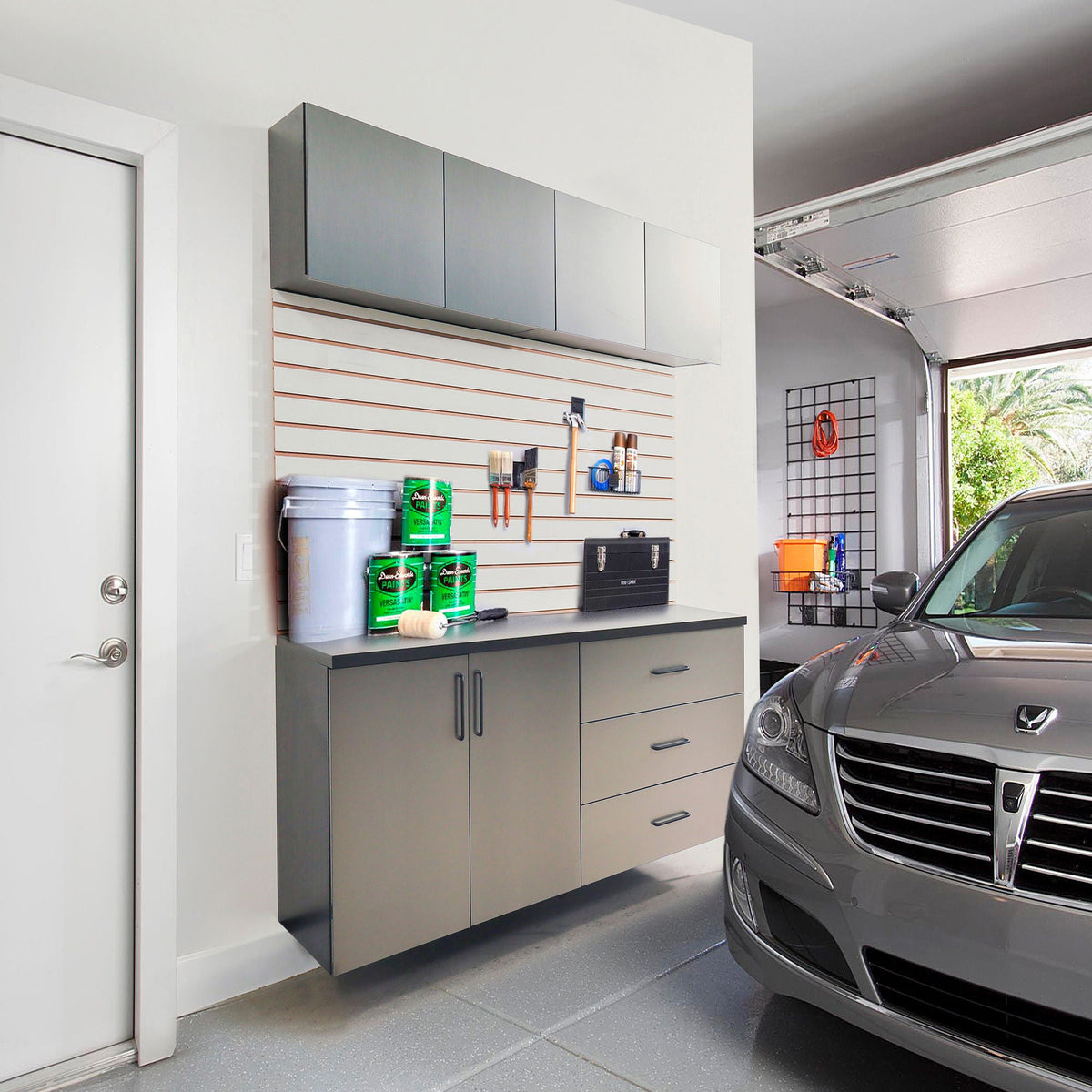 Garage Cabinet Set with Soft Closing Drawers - Metallic Gray