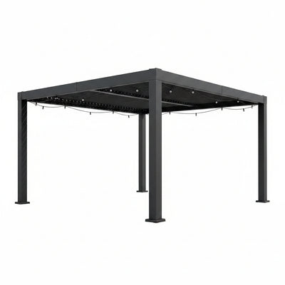 Louvered Pergola, Outdoor Pergola with Adjustable Louvered Roof, Reinforced Aluminum Frame, Integrated Drainage System, Hardtop Gazebo for Patio