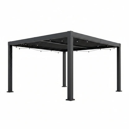 Louvered Pergola, Outdoor Pergola with Adjustable Louvered Roof, Reinforced Aluminum Frame, Integrated Drainage System, Hardtop Gazebo for Patio