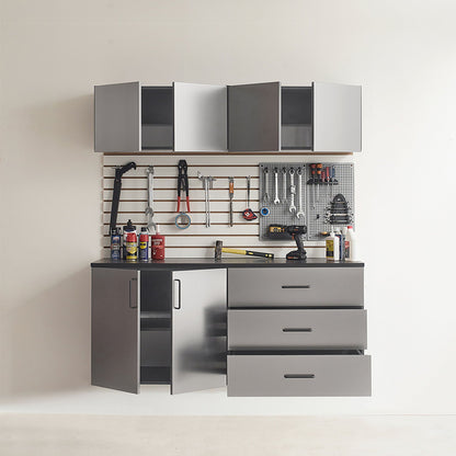 Garage Cabinet Set with Soft Closing Drawers - Metallic Gray